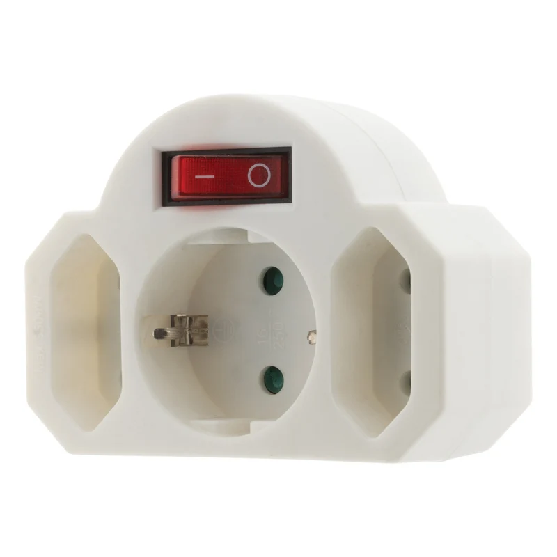 Triplite Schuko 2x2,5A + 1x16A avec interrupteur - Blanc - Zenitech