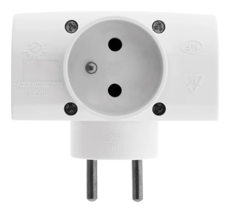Multiprise triplite latérale 16A - Blanc - Zenitech