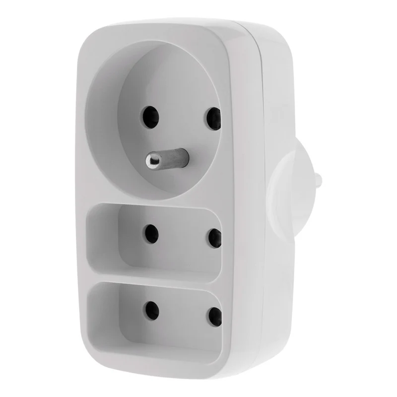 Multiprise triplite 2x2P 6A + 1x2P+T 16A - Blanc - Zenitech