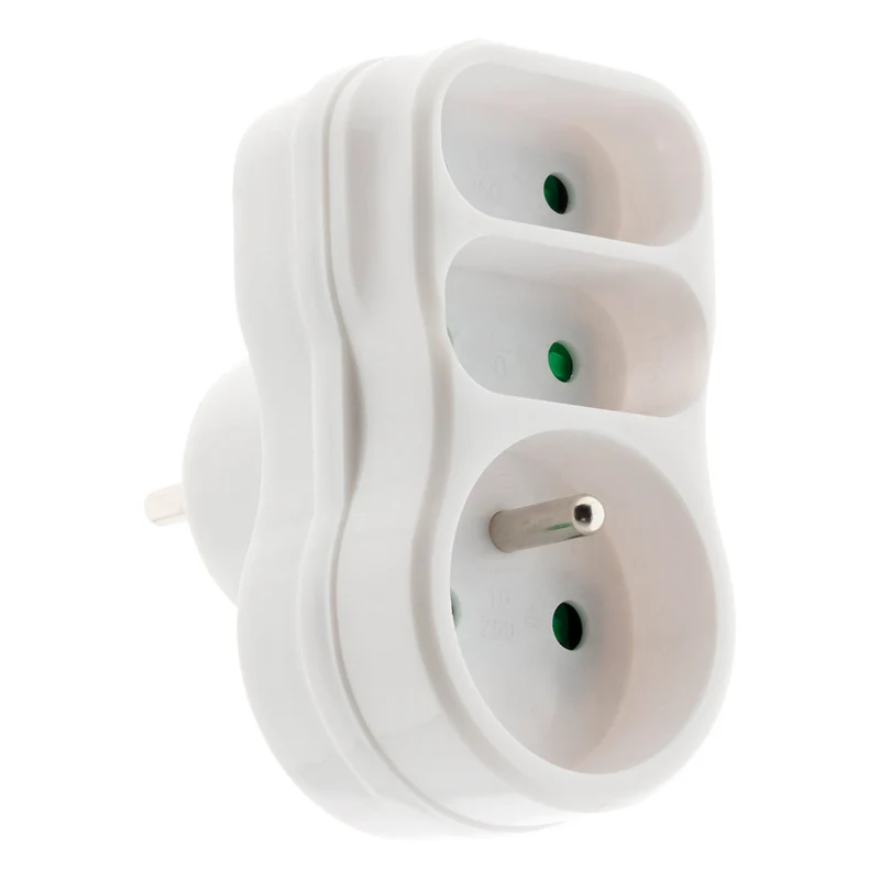 Multiprise triplite 2P 6A + 2P+T 16A façade - Zenitech