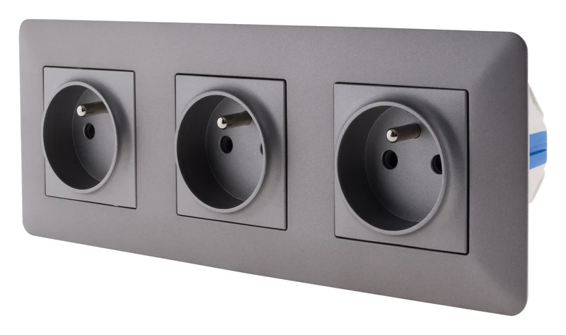 Triple prise 2P+T Artezo - titanium - Zenitech